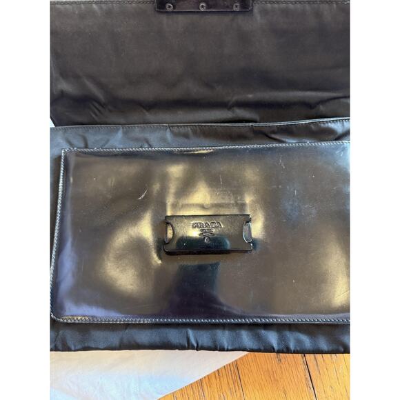 Prada Shoulder Crossbody Bag Womens Black Nylon Patent Leather Made in Italy - Picture 9 of 16